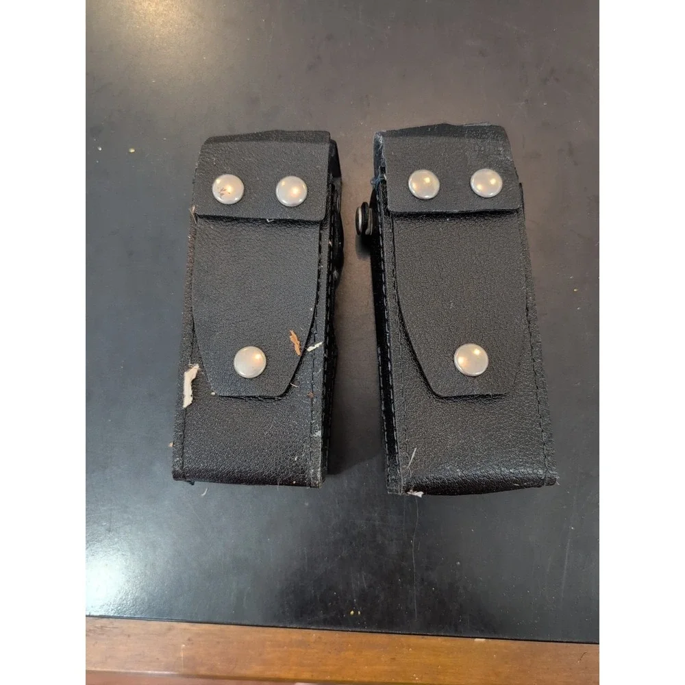 Lot Of 2 Vintage Regency Police Radio Holsters Black Leather Carry Com Chargers